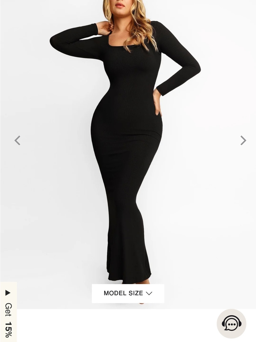 popilush Women's Long Sleeve Black Body shaping dress new size XXL